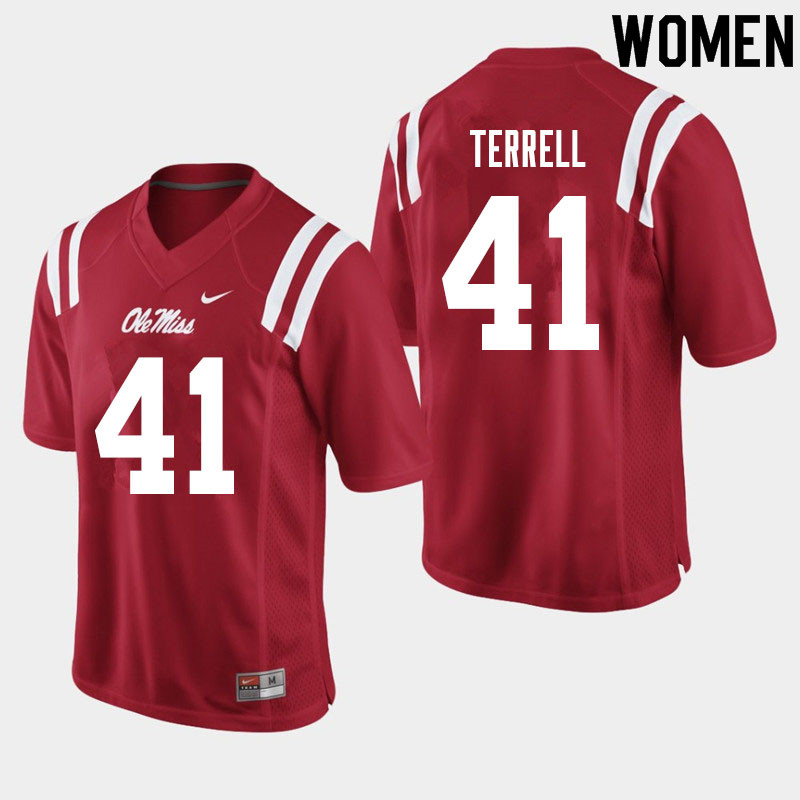 CJ Terrell Ole Miss Rebels NCAA Women's Red #41 Stitched Limited College Football Jersey EKQ1858UN
